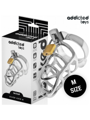 ADDICTED TOYS LOCKED SILVER LOCK JAULA PARA PENE DE METAL TALLA M