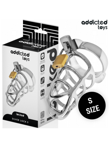 ADDICTED TOYS LOCKED SILVER LOCK JAULA PARA PENE DE METAL TALLA S
