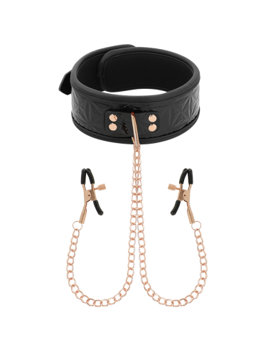 BEGME BLACK EDITION COLLAR CON CADENAS Y PINZAS PEZONES CON FORRO DE NEOPRENO
