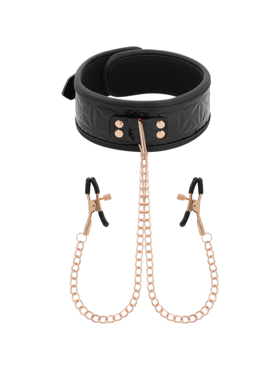BEGME BLACK EDITION COLLAR CON CADENAS Y PINZAS PEZONES CON FORRO DE NEOPRENO