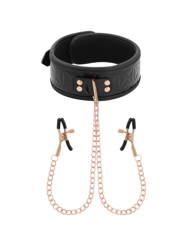 BEGME BLACK EDITION COLLAR CON CADENAS Y PINZAS PEZONES CON FORRO DE NEOPRENO