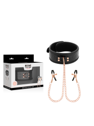 BEGME BLACK EDITION COLLAR CON CADENAS Y PINZAS PEZONES CON FORRO DE NEOPRENO