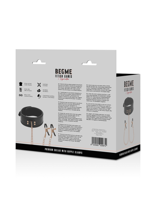 BEGME BLACK EDITION COLLAR CON CADENAS Y PINZAS PEZONES CON FORRO DE NEOPRENO