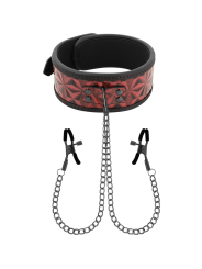 BEGME RED EDITION COLLAR CON CADENAS Y PINZAS PEZONES CON FORRO DE NEOPRENO