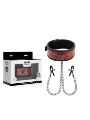BEGME RED EDITION COLLAR CON CADENAS Y PINZAS PEZONES CON FORRO DE NEOPRENO