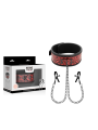 BEGME RED EDITION COLLAR CON CADENAS Y PINZAS PEZONES CON FORRO DE NEOPRENO