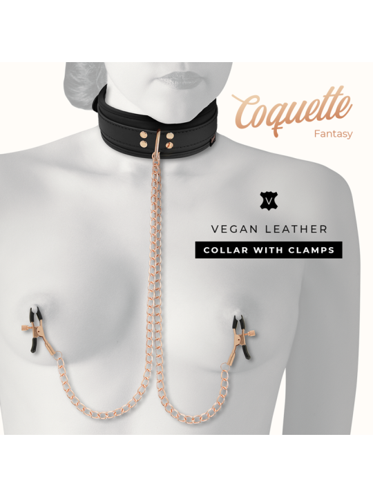 COQUETTE CHIC DESIRE FANTASY COLLAR CON PINZAS PEZONES CON FORRO DE NEOPRENO