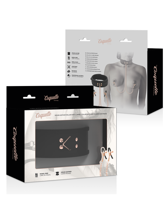 COQUETTE CHIC DESIRE FANTASY COLLAR CON PINZAS PEZONES CON FORRO DE NEOPRENO