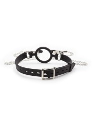 OHMAMA FETISH MORDAZA DE ANILLA CON CADENAS Y PINZAS PEZONES