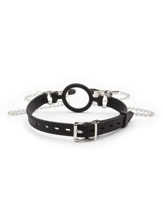 OHMAMA FETISH MORDAZA DE ANILLA CON CADENAS Y PINZAS PEZONES