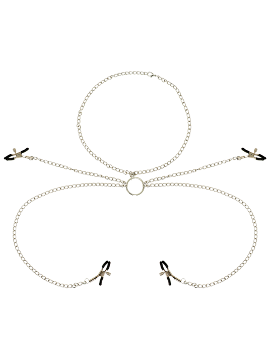OHMAMA FETISH 4 PINZAS PEZONES CON COLLAR DE CADENAS