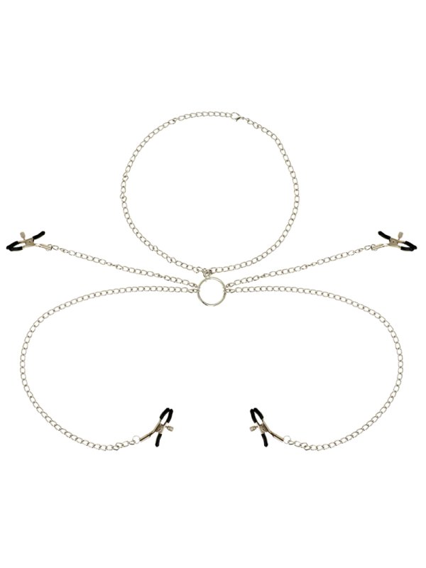 OHMAMA FETISH 4 PINZAS PEZONES CON COLLAR DE CADENAS
