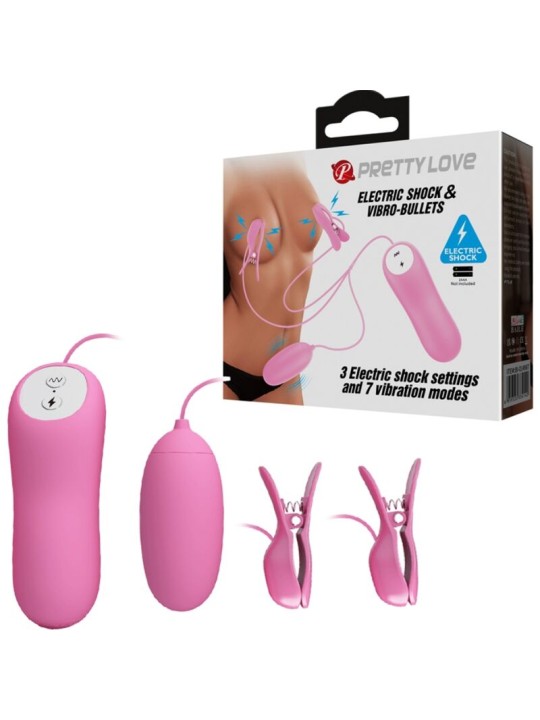PRETTY LOVE PINZAS CON VIBRACION Y ELETROSHOCK ROSA