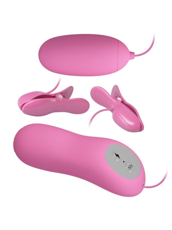 PRETTY LOVE PINZAS CON VIBRACION Y ELETROSHOCK ROSA