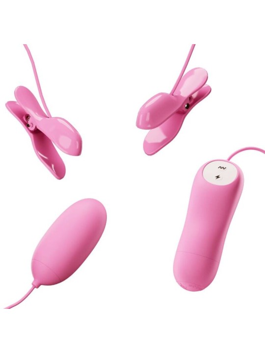 PRETTY LOVE PINZAS CON VIBRACION Y ELETROSHOCK ROSA