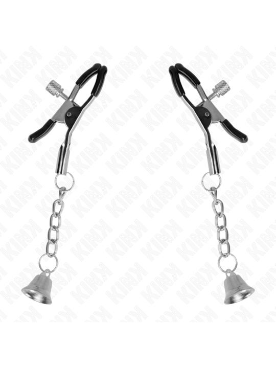 KINK PINZAS PARA PEZONES CON COLGANTE DE CAMPANA PLATEADO 6 CM
