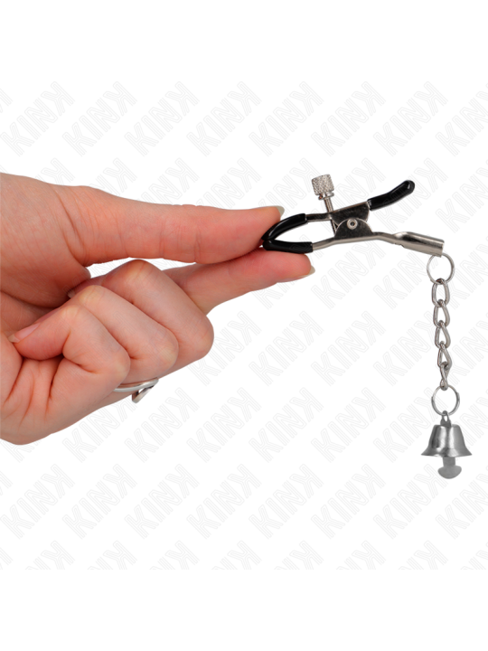 KINK PINZAS PARA PEZONES CON COLGANTE DE CAMPANA PLATEADO 6 CM