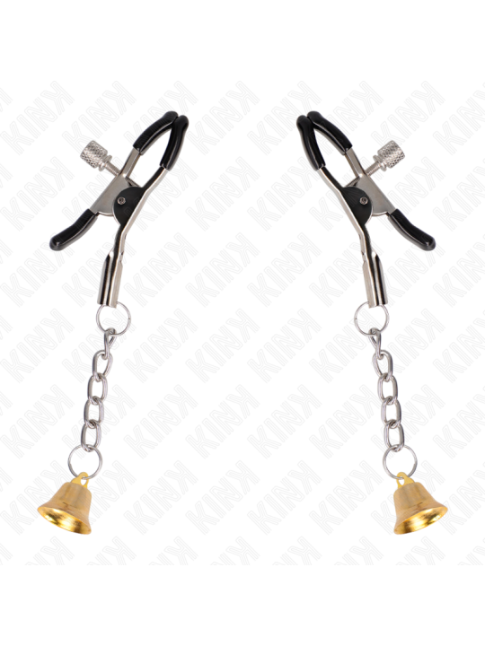 KINK PINZAS PARA PEZONES CON COLGANTE DE CAMPANA DORADO 6 CM