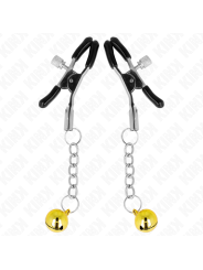 KINK PINZAS PARA PEZONES CON COLGANTE DE CASCABEL DORADO 6 CM