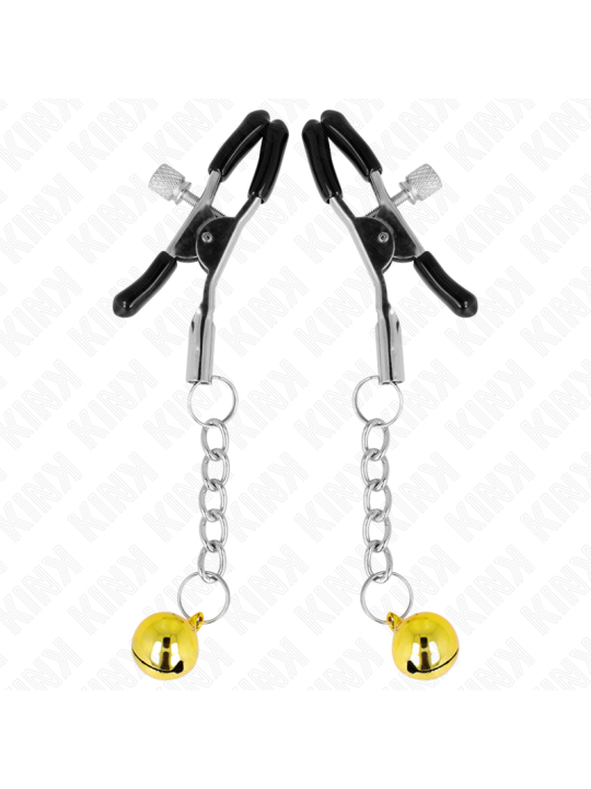 KINK PINZAS PARA PEZONES CON COLGANTE DE CASCABEL DORADO 6 CM