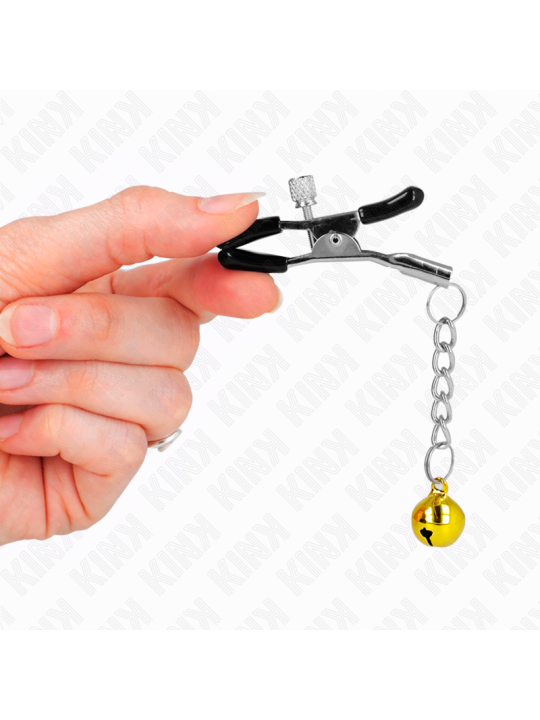 KINK PINZAS PARA PEZONES CON COLGANTE DE CASCABEL DORADO 6 CM