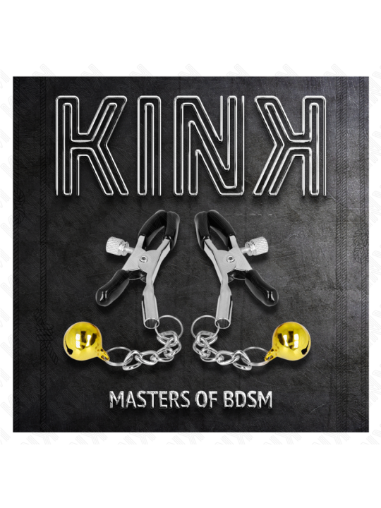 KINK PINZAS PARA PEZONES CON COLGANTE DE CASCABEL DORADO 6 CM