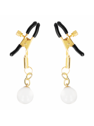KINK PINZAS PARA PEZONES DORADAS CON COLGANTE DE VIDRIO 6 CM