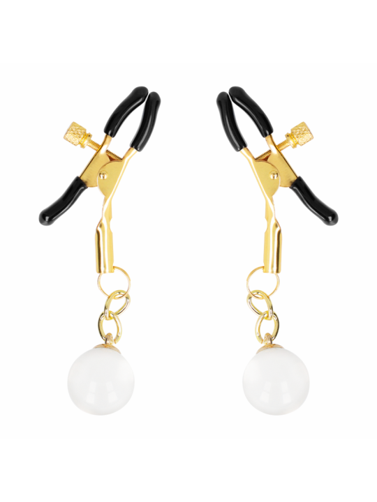 KINK PINZAS PARA PEZONES DORADAS CON COLGANTE DE VIDRIO 6 CM