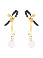 KINK PINZAS PARA PEZONES DORADAS CON COLGANTE DE VIDRIO 6 CM