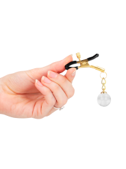 KINK PINZAS PARA PEZONES DORADAS CON COLGANTE DE VIDRIO 6 CM