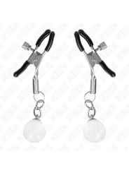 KINK PINZAS PARA PEZONES PLATEADAS CON COLGANTE DE VIDRIO 6 CM