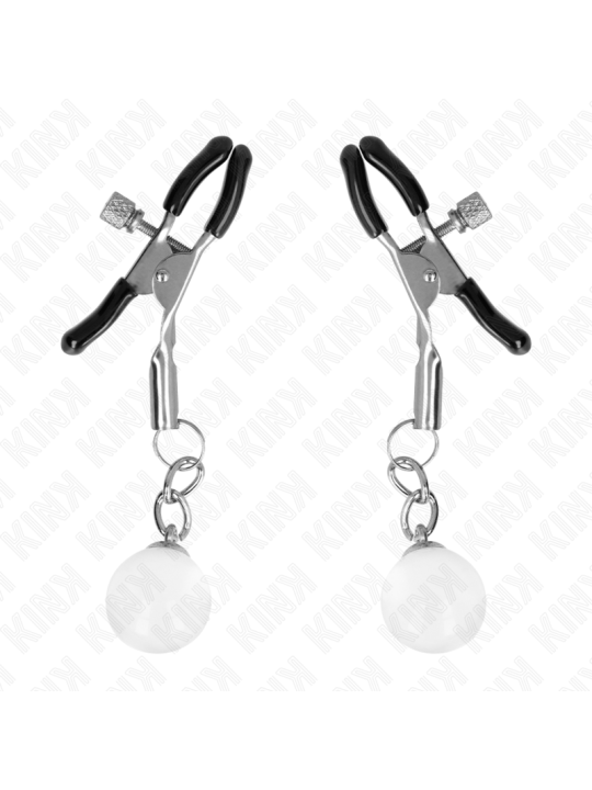 KINK PINZAS PARA PEZONES PLATEADAS CON COLGANTE DE VIDRIO 6 CM