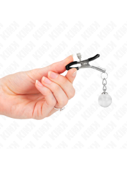 KINK PINZAS PARA PEZONES PLATEADAS CON COLGANTE DE VIDRIO 6 CM