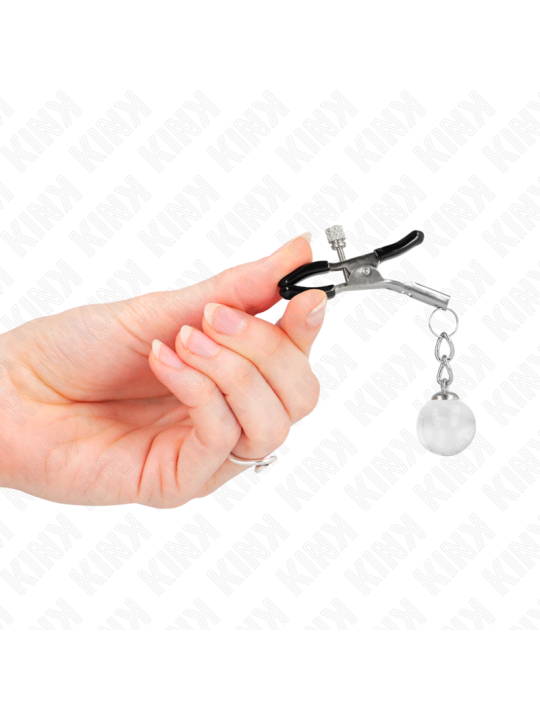 KINK PINZAS PARA PEZONES PLATEADAS CON COLGANTE DE VIDRIO 6 CM