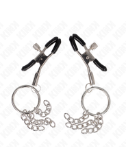 KINK PINZAS PARA PEZONES CON ARO Y PEQUENAS CADENAS PLATEADO 6 CM