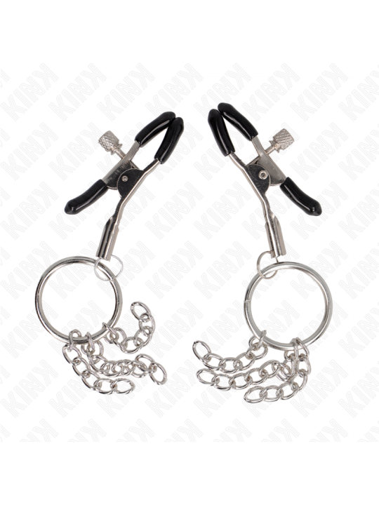 KINK PINZAS PARA PEZONES CON ARO Y PEQUENAS CADENAS PLATEADO 6 CM