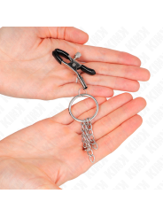 KINK PINZAS PARA PEZONES CON ARO Y PEQUENAS CADENAS PLATEADO 6 CM