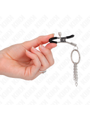 KINK PINZAS PARA PEZONES CON ARO Y PEQUENAS CADENAS PLATEADO 6 CM