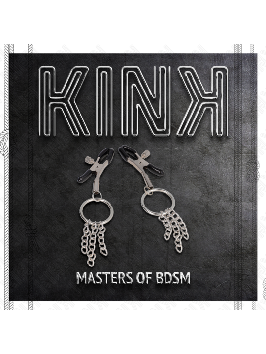 KINK PINZAS PARA PEZONES CON ARO Y PEQUENAS CADENAS PLATEADO 6 CM
