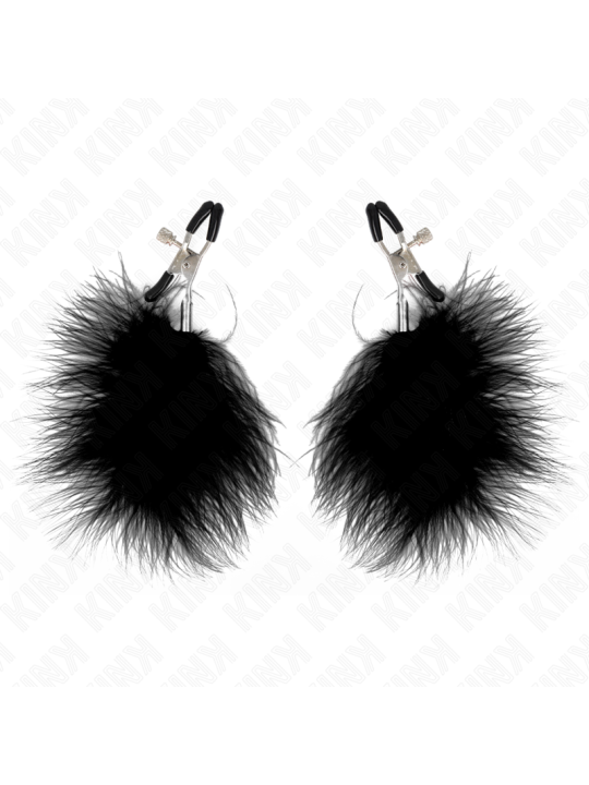 KINK PINZAS PARA PEZONES CON PLUMA NEGRO 7 CM