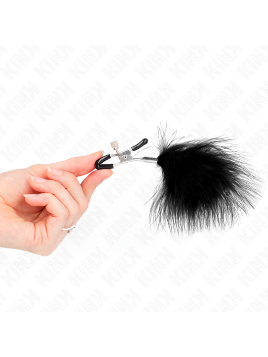 KINK PINZAS PARA PEZONES CON PLUMA NEGRO 7 CM