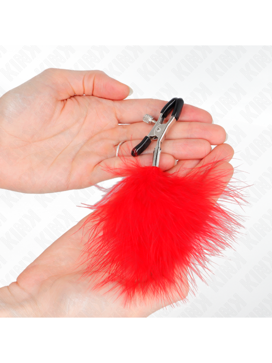KINK PINZAS PARA PEZONES CON PLUMA ROJO 7 CM