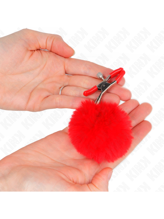 KINK PINZAS PARA PEZONES CON POMPON ROJO 6 CM