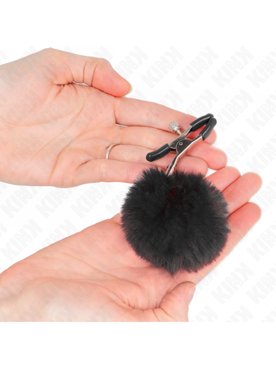 KINK PINZAS PARA PEZONES CON POMPON NEGRO 6 CM