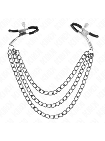 KINK PINZAS PARA PEZONES CON TRIPLE CADENA NEGRO 20 23 28 CM