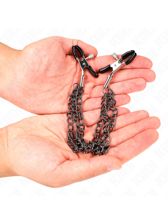 KINK PINZAS PARA PEZONES CON TRIPLE CADENA NEGRO 20 23 28 CM
