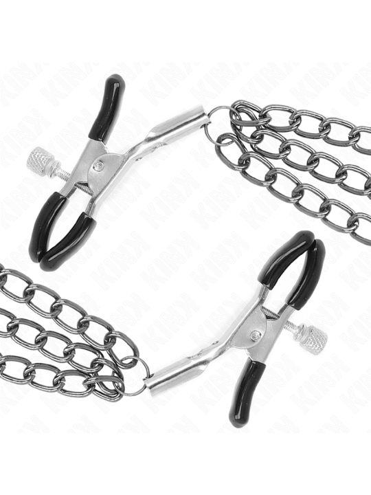 KINK PINZAS PARA PEZONES CON TRIPLE CADENA NEGRO 20 23 28 CM