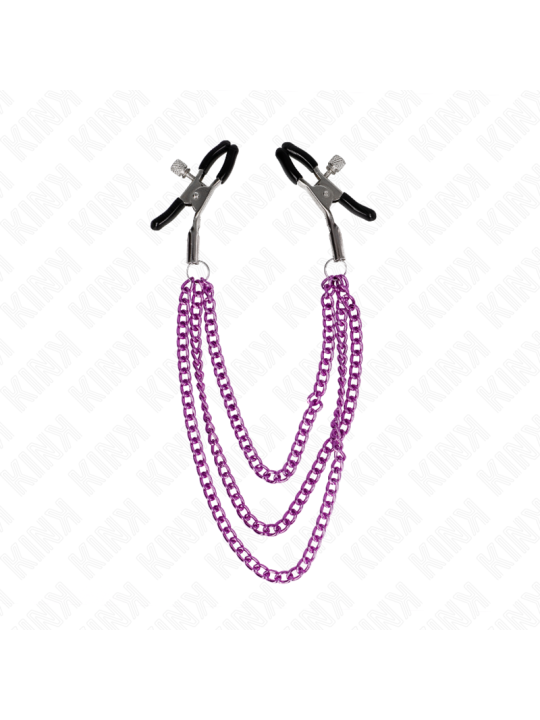 KINK PINZAS PARA PEZONES CON TRIPLE CADENA VIOLETA 20 23 28 CM