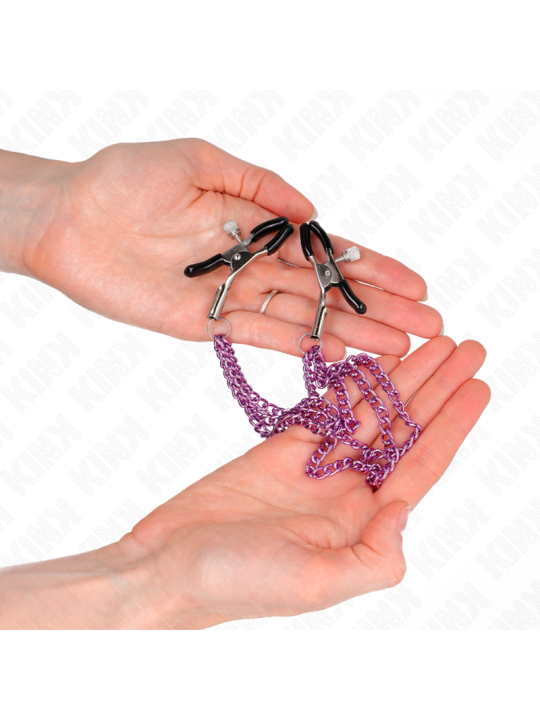 KINK PINZAS PARA PEZONES CON TRIPLE CADENA VIOLETA 20 23 28 CM