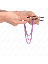 KINK PINZAS PARA PEZONES CON TRIPLE CADENA VIOLETA 20 23 28 CM